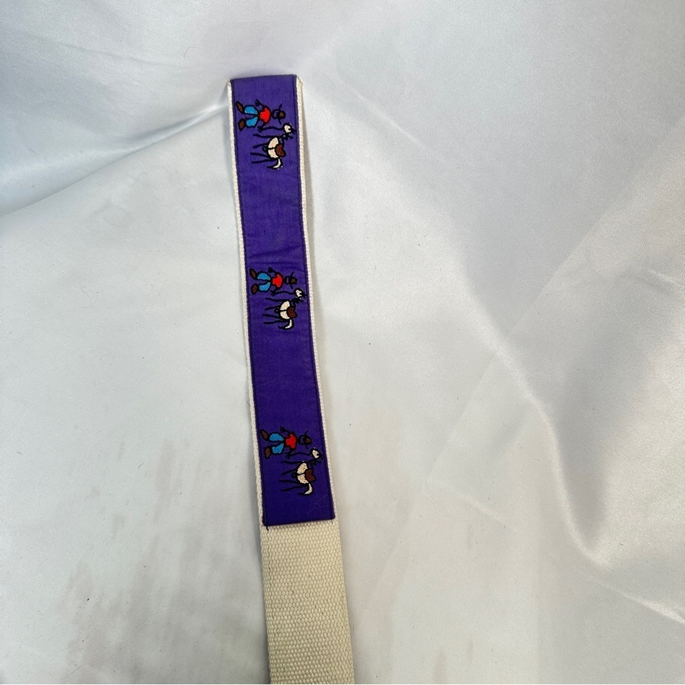Pale Horse Cowboycore Embroidered Cotton Western D-Ring Belt Purple Boho Folk - Picture 8 of 11